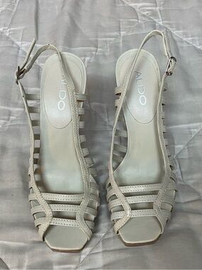Brand New - ALDO Ivory Strappy Slingback Heels